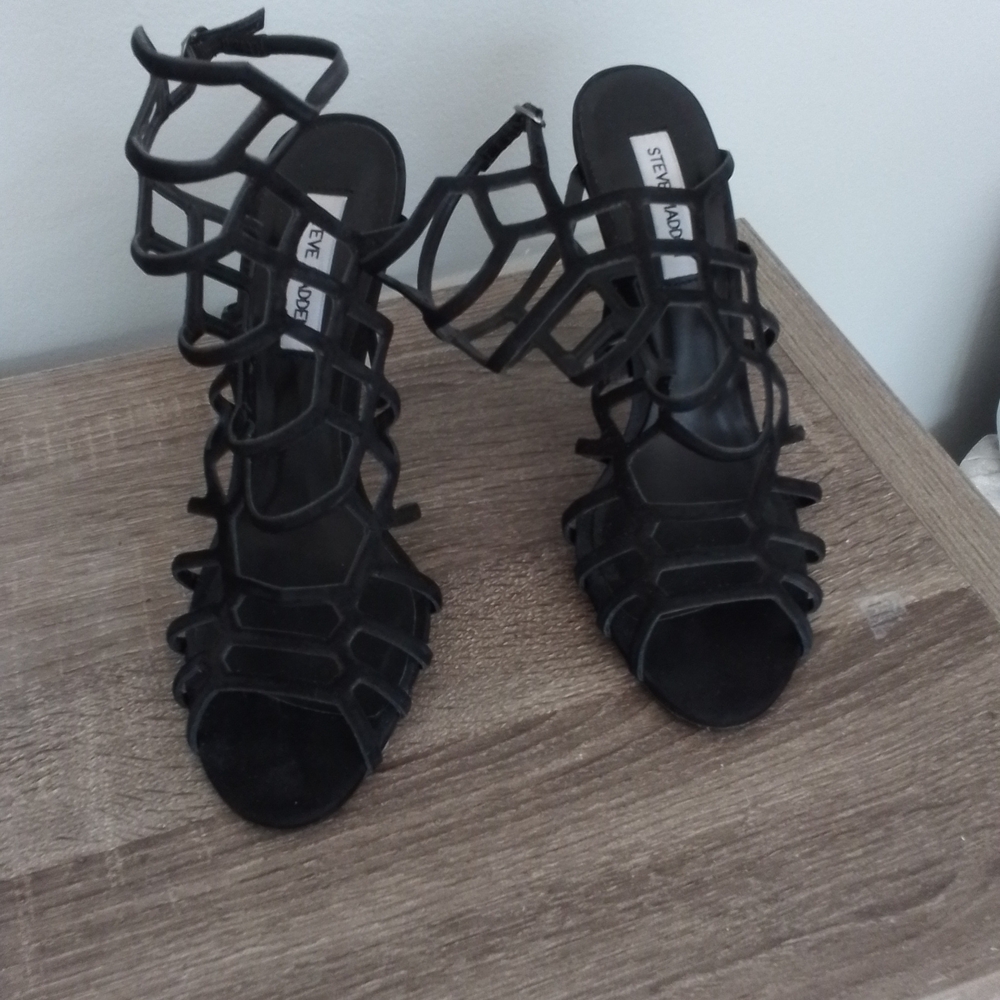 Steve Madden Black Cage Heels